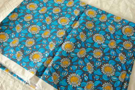 Blue Sunflower Silky Cotton Lawn – 3.72 yd