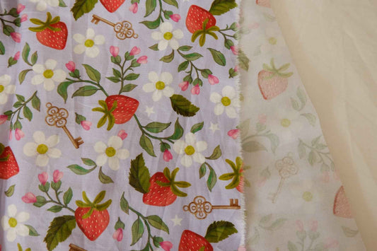 Strawberry Garden Cotton Sateen Fabric – 3.3 yd