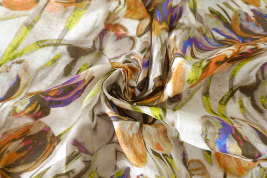 Painterly Floral Pure Linen Fabric – 2.2 yd