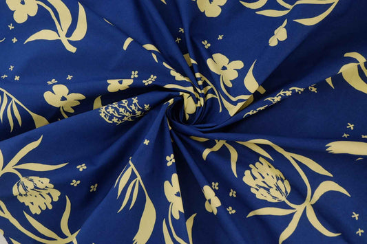 Cobalt Floral Cotton Poplin – 3.3 yd