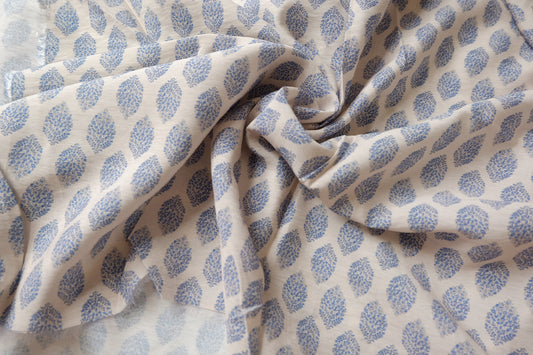 Blue Leaf Cotton-Nylon Shirting Fabric — 2.19 yd