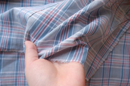 Dusty Blue Plaid Cotton Linen – 3.3 yd