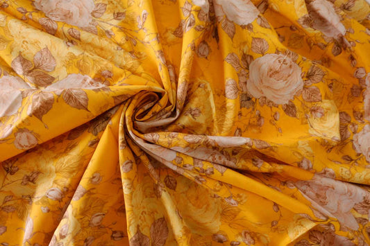 100s Golden Floral Cotton Lawn Fabric – 3.3 yd