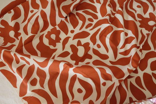 Rust Abstract Floral Cotton Poplin Fabric – High Density Pure Cotton – 3.3 yd