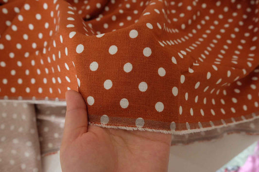 Rust Polka Dot Linen Cotton Fabric – 3.3 yd