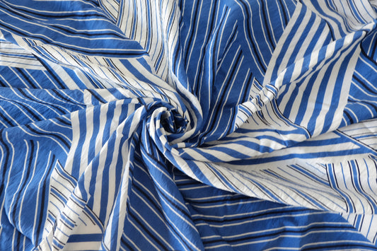 Blue Stripe Tencel Cotton Fabric – 2.2 yd