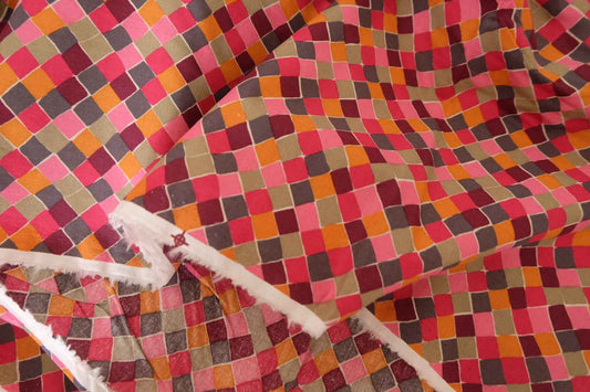 Pink Mosaic Cotton Poplin Fabric – 1.7 yd
