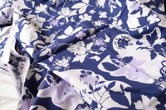 Navy Floral Silhouette 100s Cotton Fabric - 3.28 yd