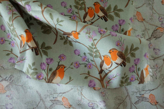Robin Garden Linen Cotton Fabric – 2.2 yd
