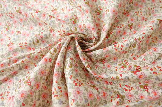 Pink Daisy Print Cotton Fabric — 3.28 yd Piece