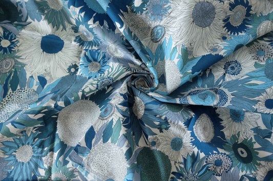 Blue Sunflower Cotton Poplin — 2.62 yd