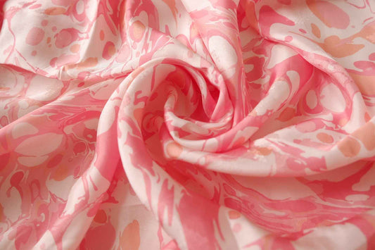 Pink Abstract Silk-Viscose Fabric - 3.28 yd