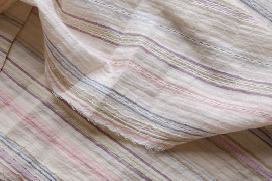 Pastel Stripe Crinkled Jacquard Cotton – 1.6 yd