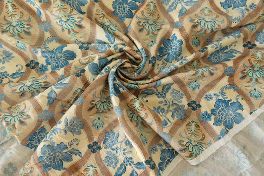 Vintage Tile Floral Tencel Cotton Blend Printed Fabric – 3.3 yd