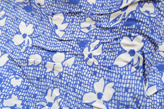 Blue Floral Cupro Fabric — 2.2 yd