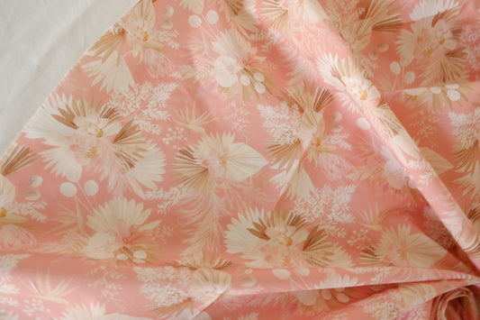 Pink Tropical Floral 80s Cotton Poplin Fabric – 3.3 yd