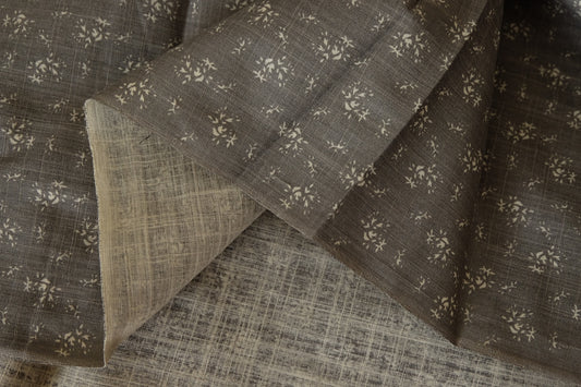 Vintage Meadow – Brown Floral Slub Cotton Linen – 3.3 yd