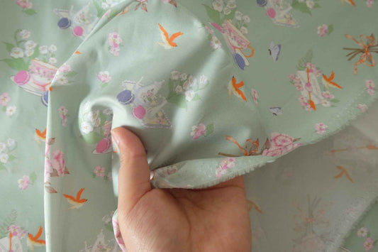 Sage Tea Time Fine Cotton Twill Fabric – 3.3 Yards