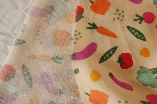 Vegetable Print Soft Cotton Double Gauze Fabric - 1.6 yd