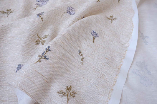 Soft Metallic Woven Floral Embroidered Fabric - 2.19 yd
