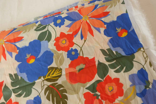Retro Tropical Floral Cotton Lawn Dress Fabric – 3.1 yd