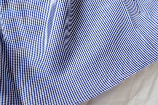 Navy Mini Gingham Cotton Fabric - 2.19 yd