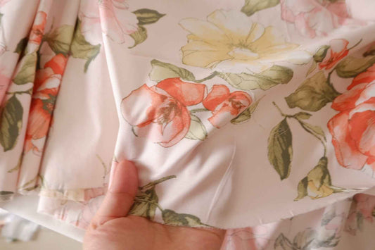 Soft Pink Watercolor Floral Cotton Poplin Fabric – 2.2 Yards