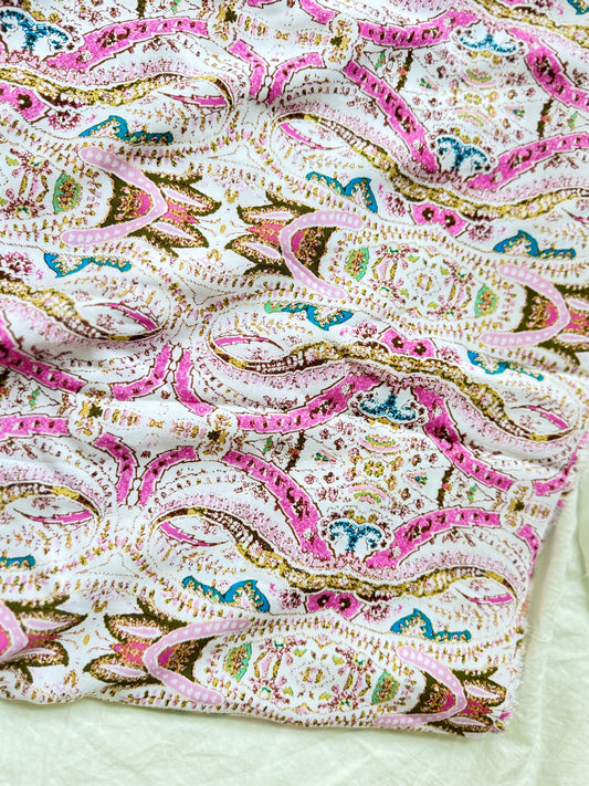 Pink Paisley Soft Rayon Challis Fabric — 3.28 yd