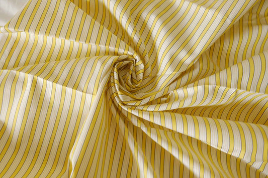 Yellow Striped Crisp Cotton Poplin Fabric – 2.2 yd