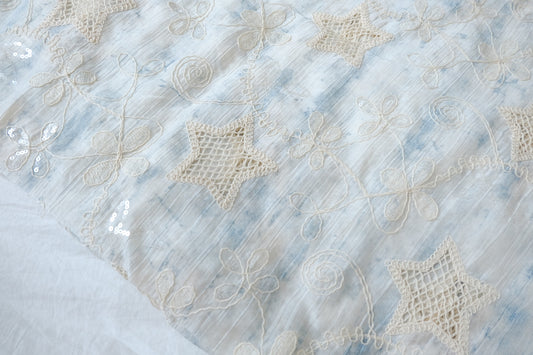 Sequin Star Embroidered Tencel Cotton, 2.2 Yards