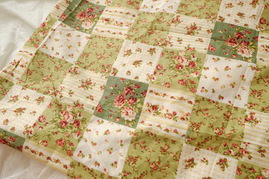 Patchwork Floral Cotton, Vintage Green Palette, 1.6 Yards