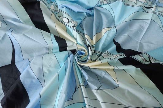 Abstract Blue Cotton Voile Fabric – 3.3 yd