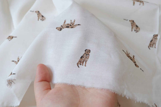 Playful Puppy Cotton Fabric, Lightweight Soft Summer Weight, 3.28 Yards