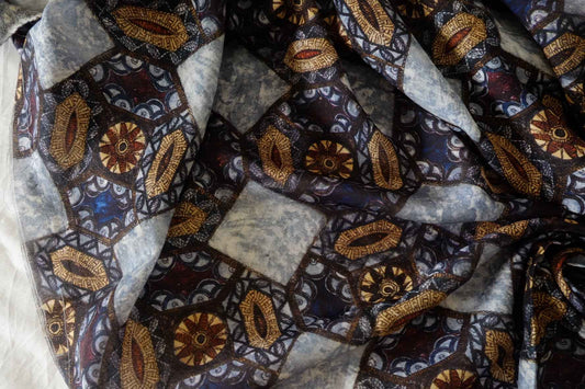 Indigo Mosaic Tencel Ramie Fabric – 3.1 yd
