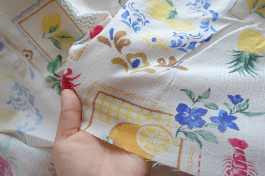 Mediterranean Lemon Tencel-Cotton Fabric - 3.28 yd