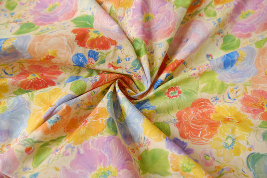Painted Garden Cotton Lawn Fabric — 1.64 yd