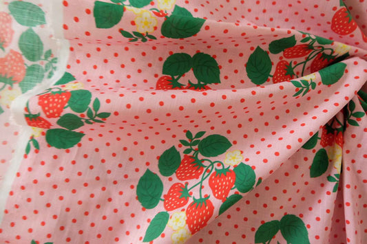 Pink Strawberry Slub Cotton Linen Fabric – 2.2 yd