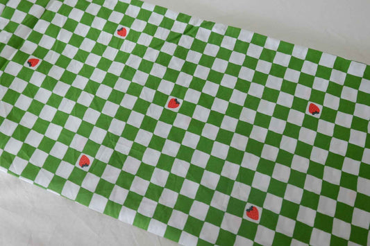 Strawberry Checkerboard Cotton Poplin Fabric – 2.2 yd