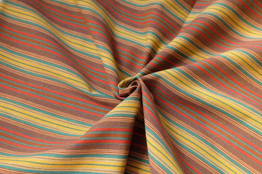 Retro Stripe Cotton Linen Blend Fabric, Structured , 2.19 Yards