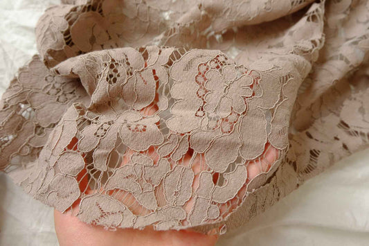 Beige Floral Lace Fabric - 4.37 yd
