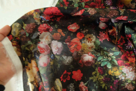 Painterly Dark Floral Cotton Lawn Fabric – 2.7 yd