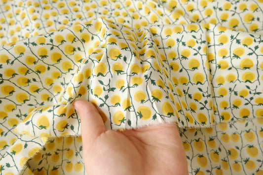 Yellow Tomato Print Stretch Cotton Poplin, 1.64 Yards