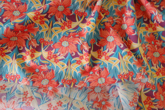 Colorful Vintage Floral Cotton Lawn Fabric – 3.2 yd