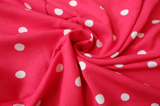 Red Polka Dot Lyocell Linen, 2.2 Yards