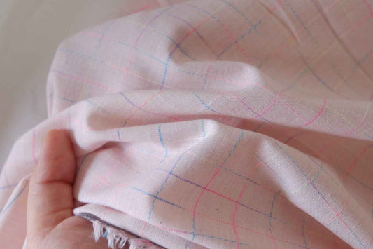Pastel Windowpane Linen Cotton Blend – 2.2 yd