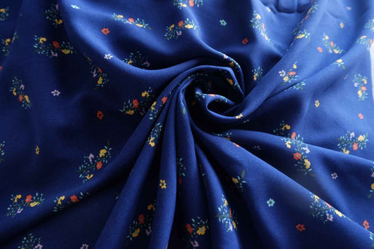 Navy Tiny Floral Cupro Fabric - 1.64 yd
