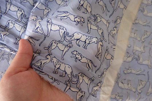 Cheetah Line Drawing 60s Cotton Poplin Fabric – 2.2 yd