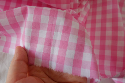 Pink Gingham Woven Cotton Fabric – Yarn Dyed Check – 2.2 yd