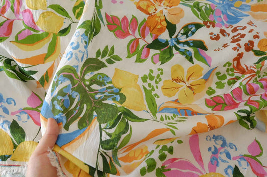 Tropical Floral Tencel Cotton Fabric – 1.6 yd