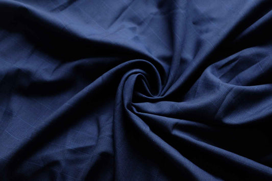 Navy Windowpane Wool Blend – 2.5 yd